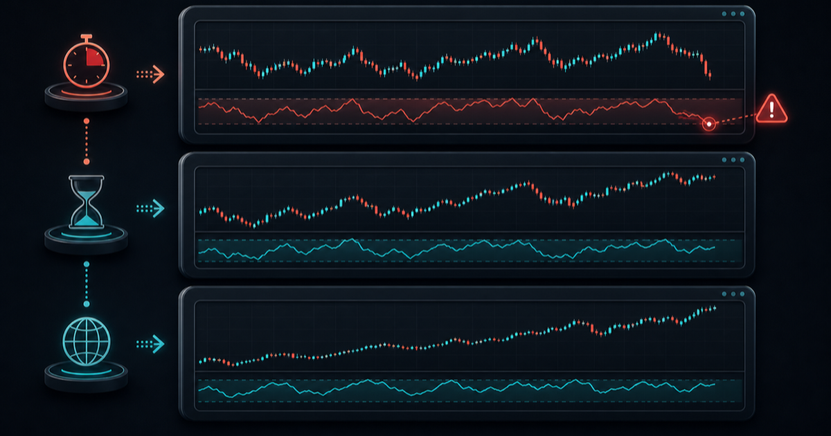 짧은 시간봉 RSI 신호는 더 큰 시간봉 추세와 맞춰 봐야 한다